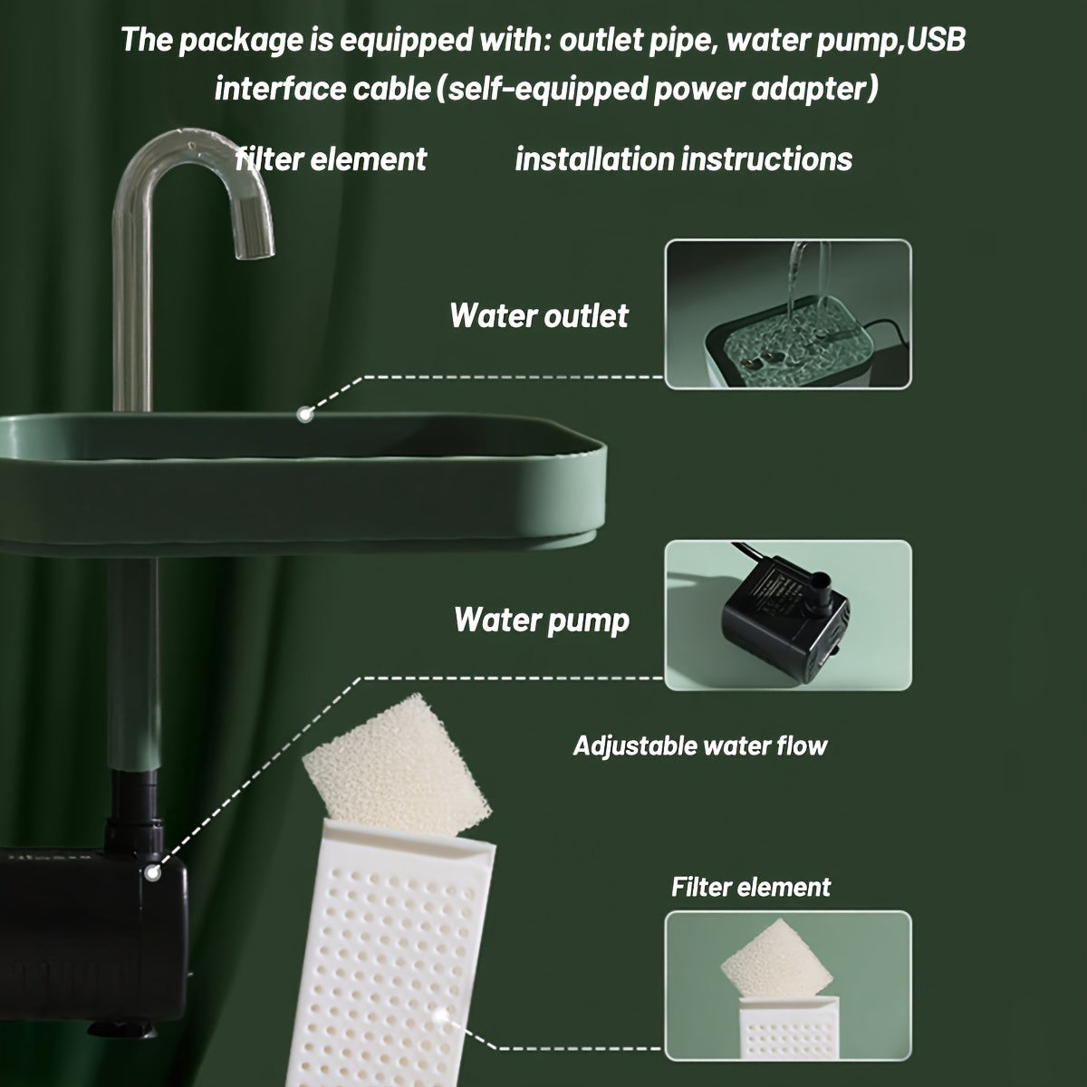 USB-Powered Pet Water Fountain for Cats and Dogs with Adjustable Flow No Batteries Needed