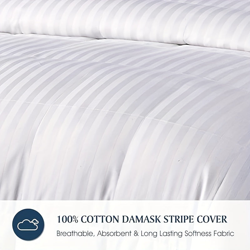 30mm Silk Quilt with Egyptian Cotton Shell Duvet Cover All-Season Stripes Satin