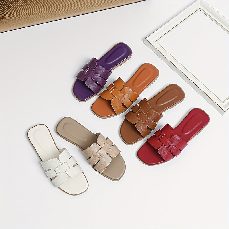 Women Summer Casual Flat Slip-On Sandals Open Toe Rubber Sole