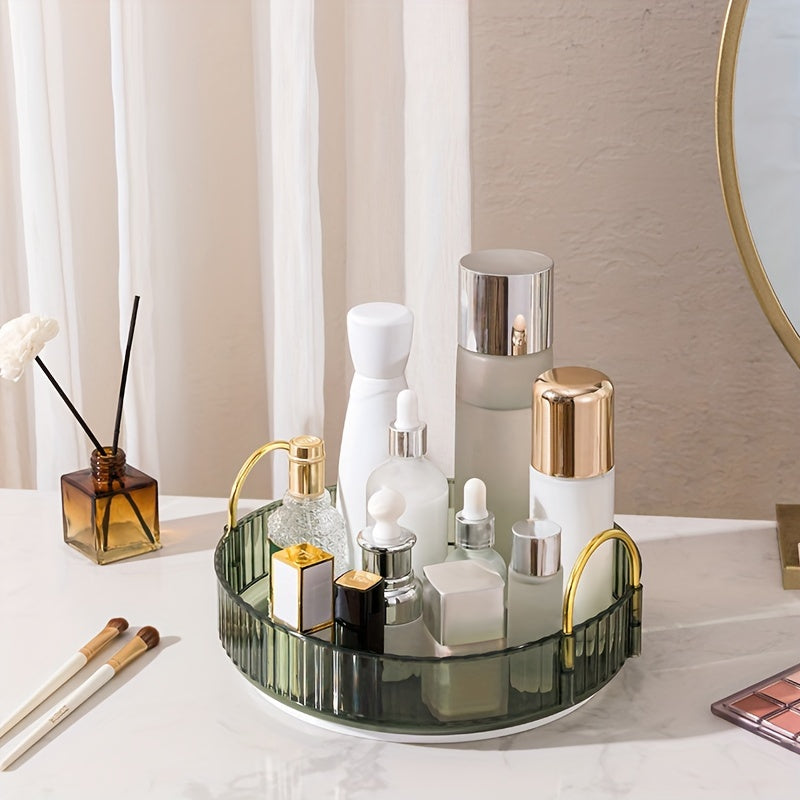 Spacious Rotating Makeup Organizer with Adjustable Carousel for Cosmetics