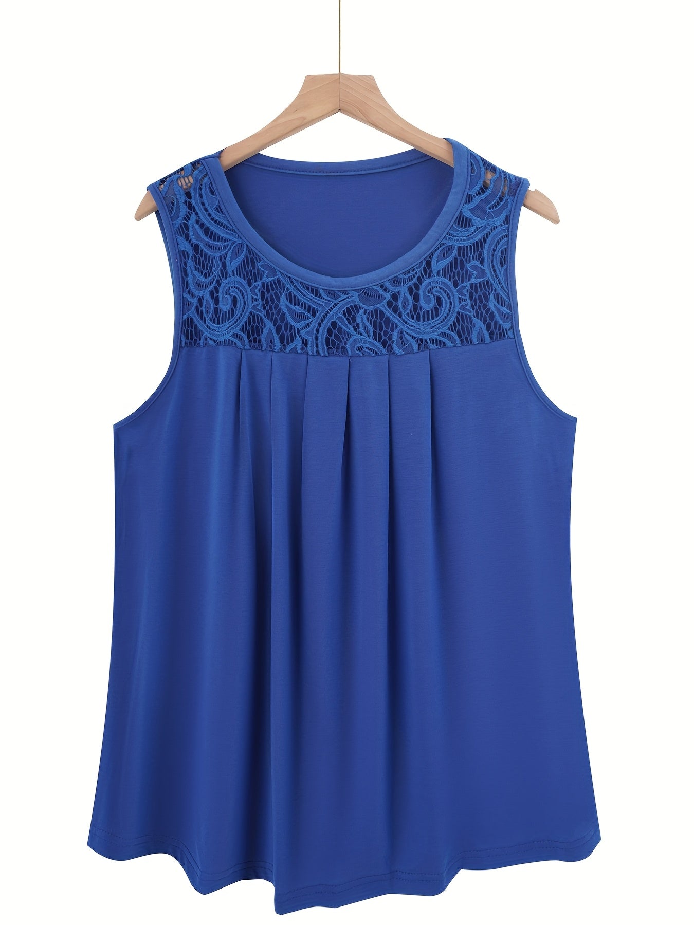 Women's Solid Color Lace Splicing Pleated Vest Set for Casual Vacation