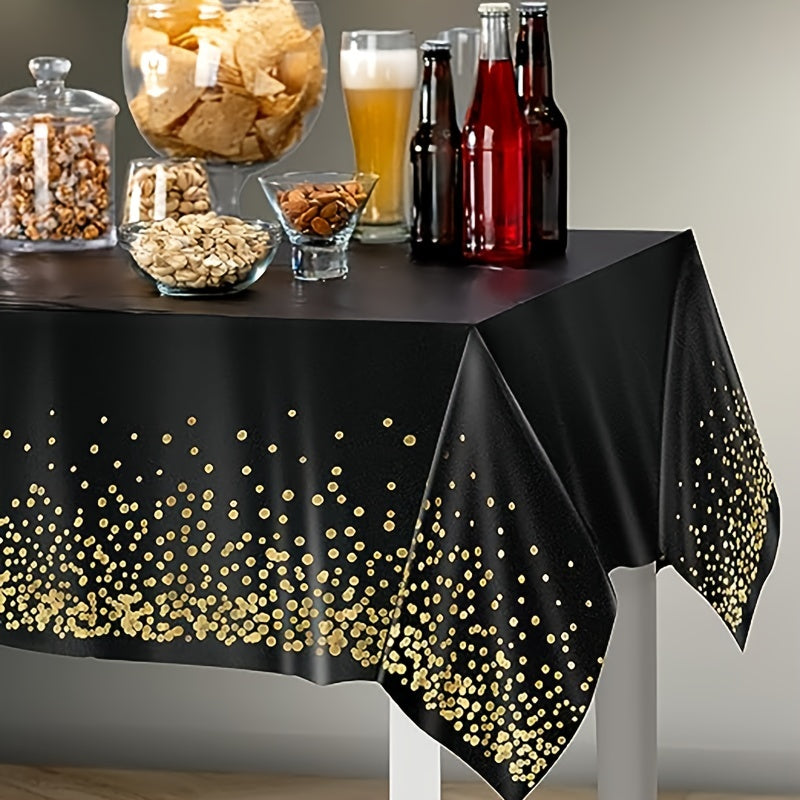 Black and Gold Dot Tablecloth for Parties and Events Easy to Clean Eco-Friendly 60x84 Inches