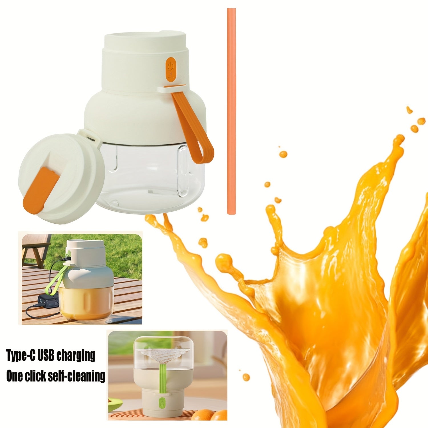 Portable Juicer Cup with 12-Blade System USB Rechargeable Compact and Versatile