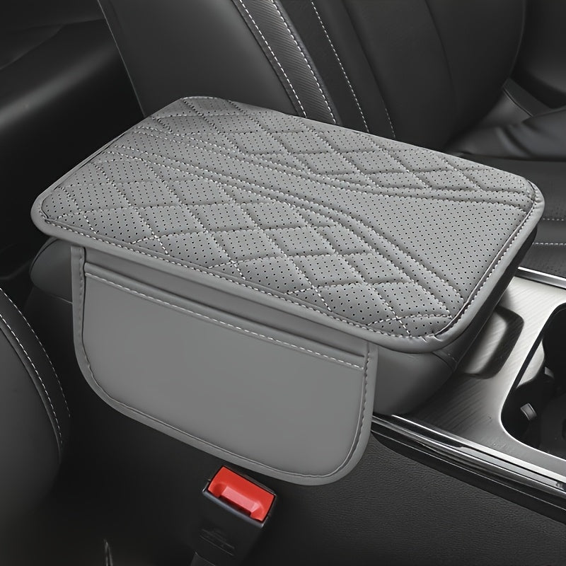 Universal PU Leather Car Armrest Pad with Storage Bag and Stylish Stitch