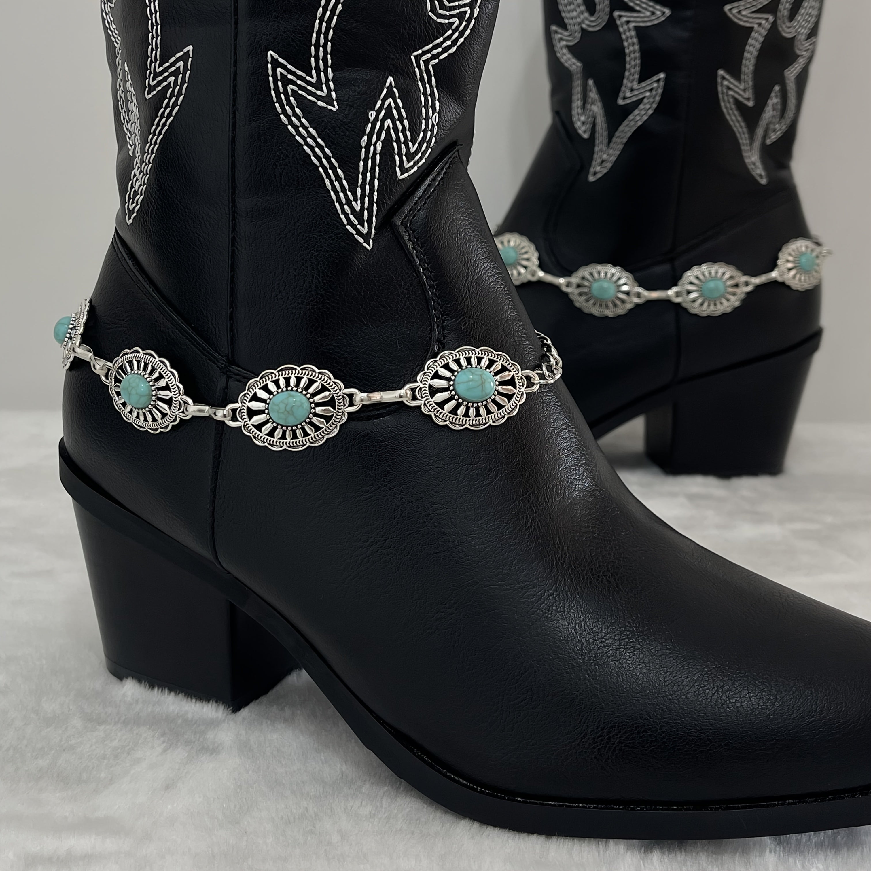 Women's Shoe Chains Bohemian Faux Turquoise Vintage Festive Gift 2 Pack