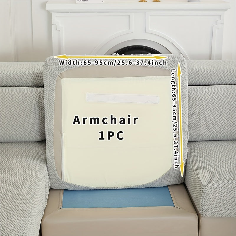 Серый флисовый чехол для дивана, подходящий для всех сезонов, эластичный и защитный для домашнего использования.