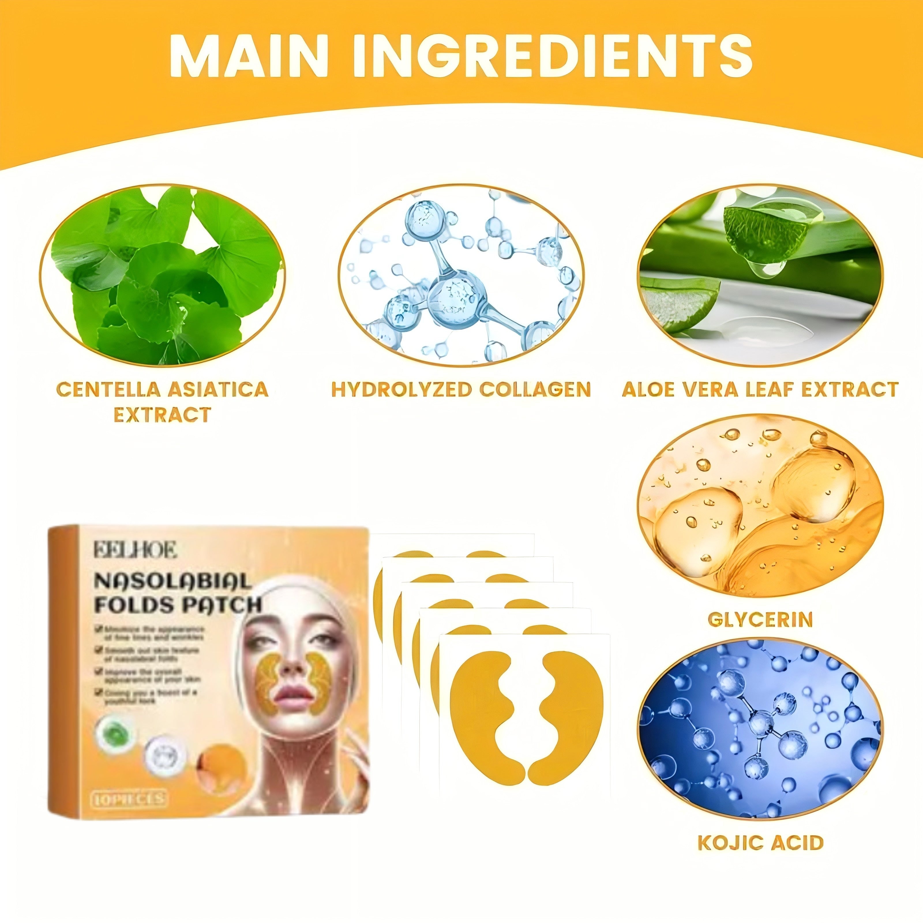 10PCS Nasolabial Fold Wrinkle Smoothing Patches Firming Skin Care