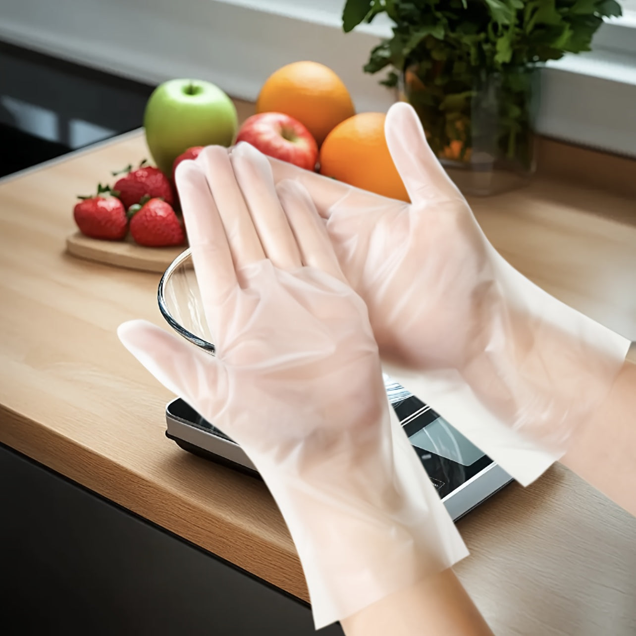 100 Pack Disposable TPE Gloves Waterproof Lead-Free Kitchen Cleaning Baking