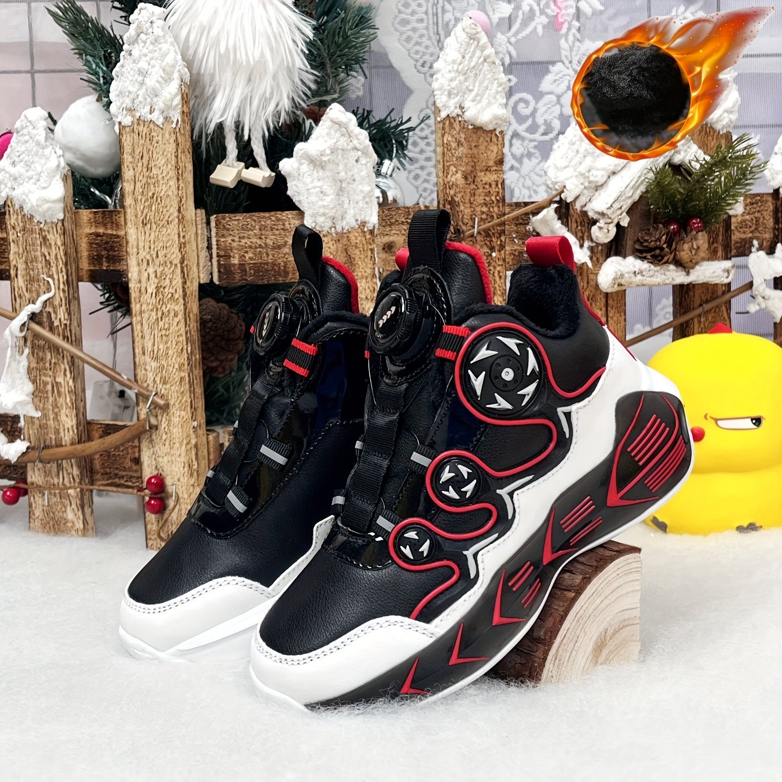 Boys Waterproof Spring Sneakers with Rotating Buckle and Anti-Slip Soles for Outdoor Activities