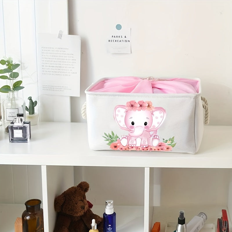 Qulay tutqichli to'rtburchak shaklidagi yig'iladigan kanvas saqlash savati - uy, oshxona, o'yinchoqlar, ofis, shkaf, raf uchun retro uslubidagi tashkilotchidir.