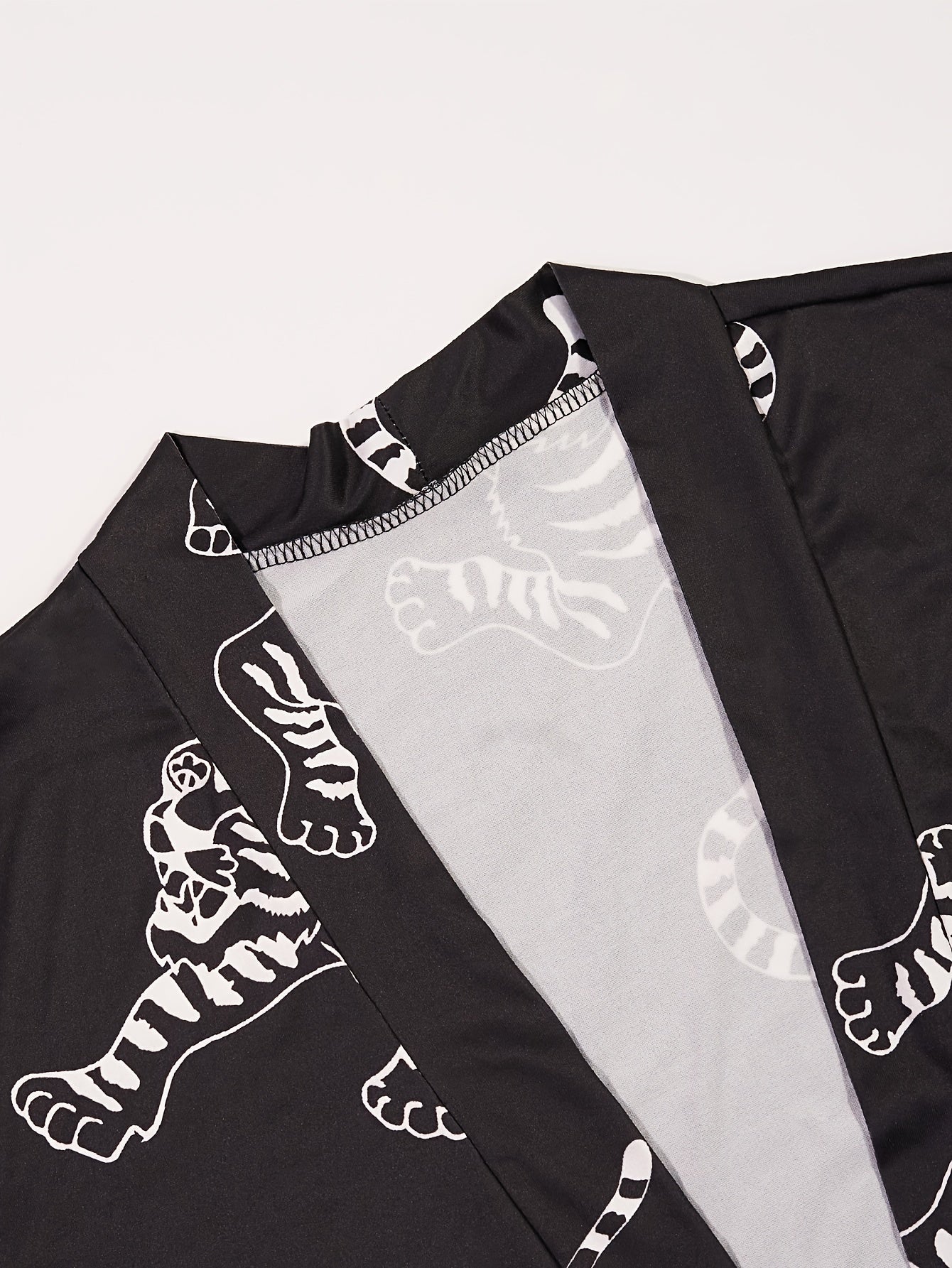 Women's Plus Size Lounge Set Tiger Print Cami Top Pants Robe Pajama Fall Winter