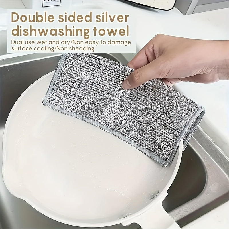 Stainless Steel Wire Scrubber with Steel Ball and Rags for Dish and Pot Cleaning Sizes 1 3 5 10 20