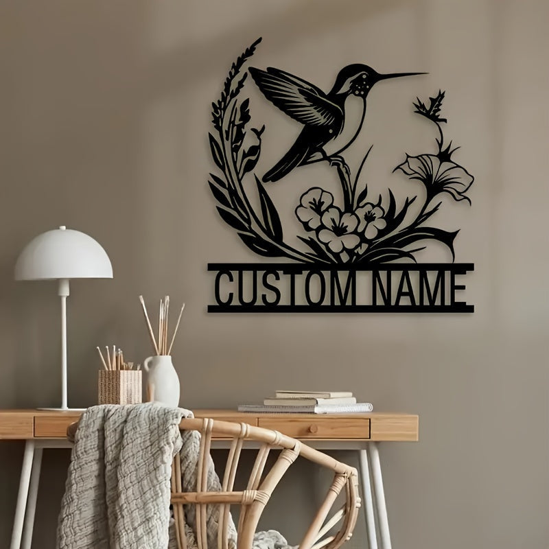 Personalized Metal Bird and Flower Wall Art for Porch or Courtyard Farmhouse Decor