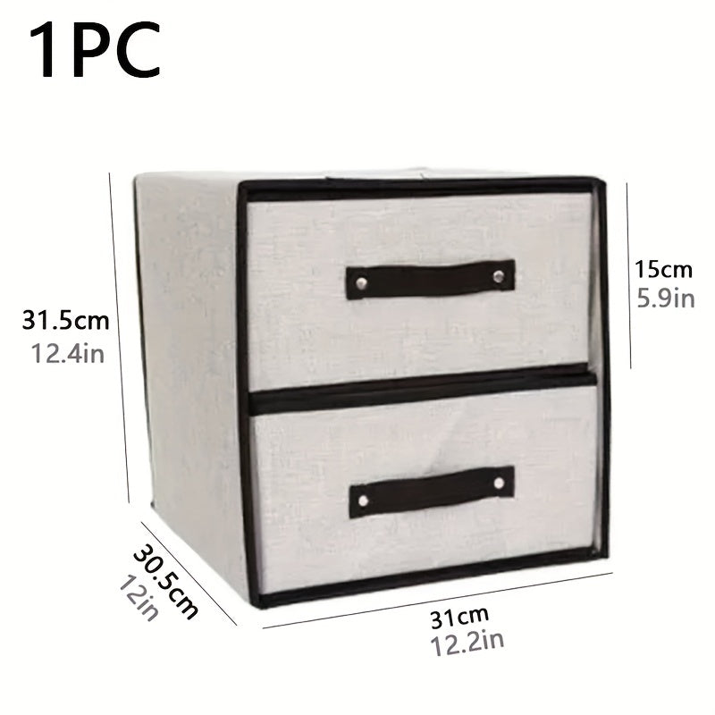 Fabric Bin Storage Organizer with Two Layers and Drawers for Closet and Dorm