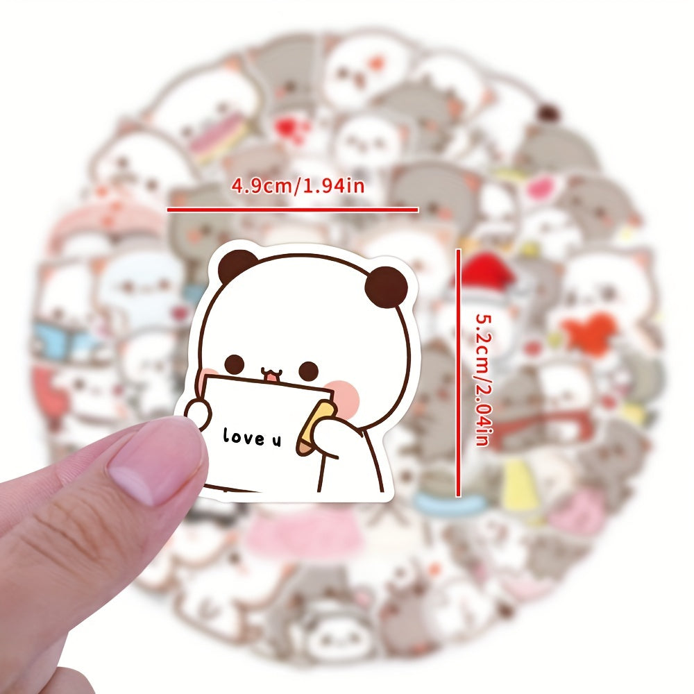 60pcs Kawaii Mochi Cat PVC Stickers Reusable Self-Adhesive Decals for Scrapbooking Laptops Water Bottles