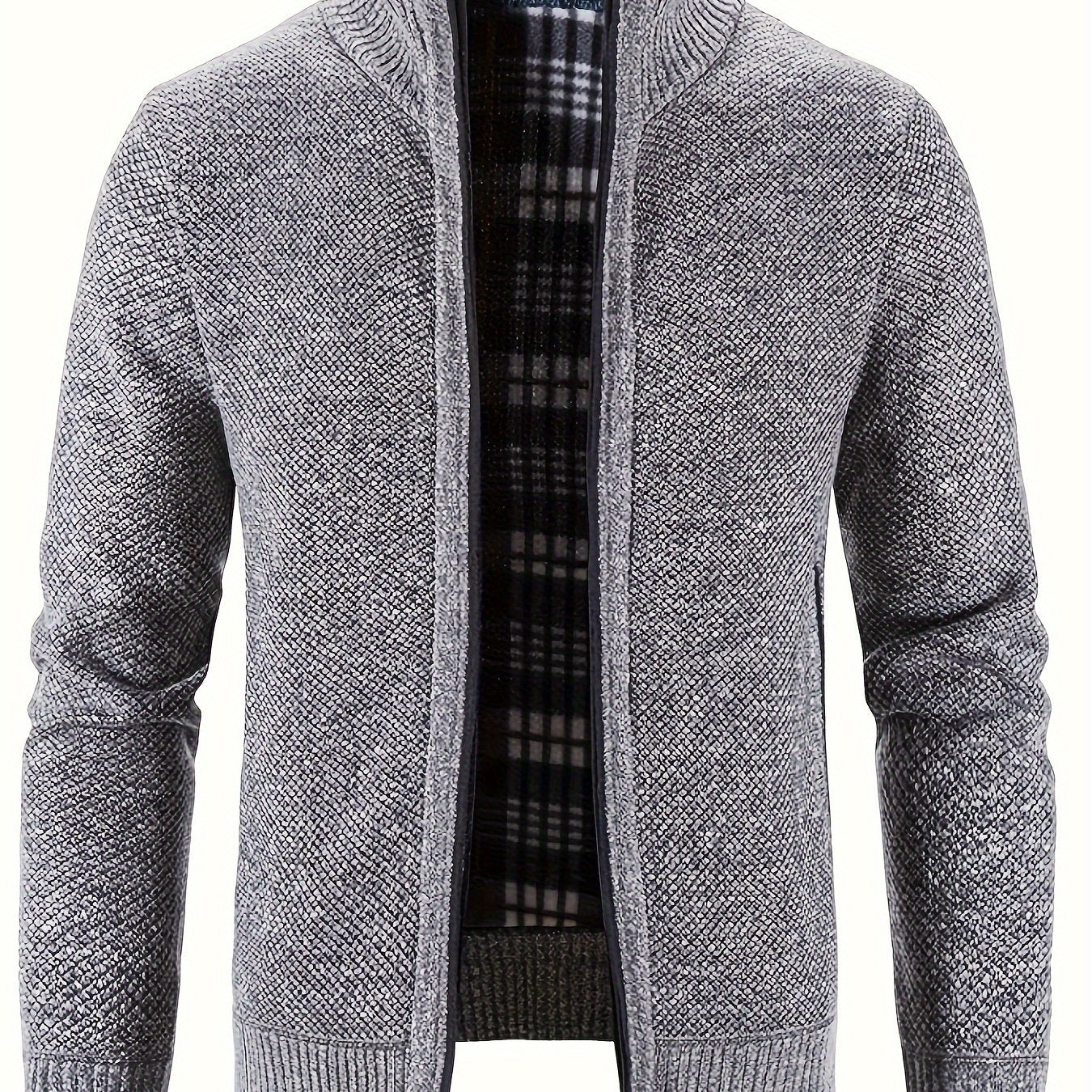 Erkaklar uchun yuqori bo'yinli, to'liq fermuarlı, uzun yengli, polyester aralashmasidan tayyorlangan zip-up kurtka. 8 rangda tasodifiy kuz/qish uslubi. Zip up sviter.