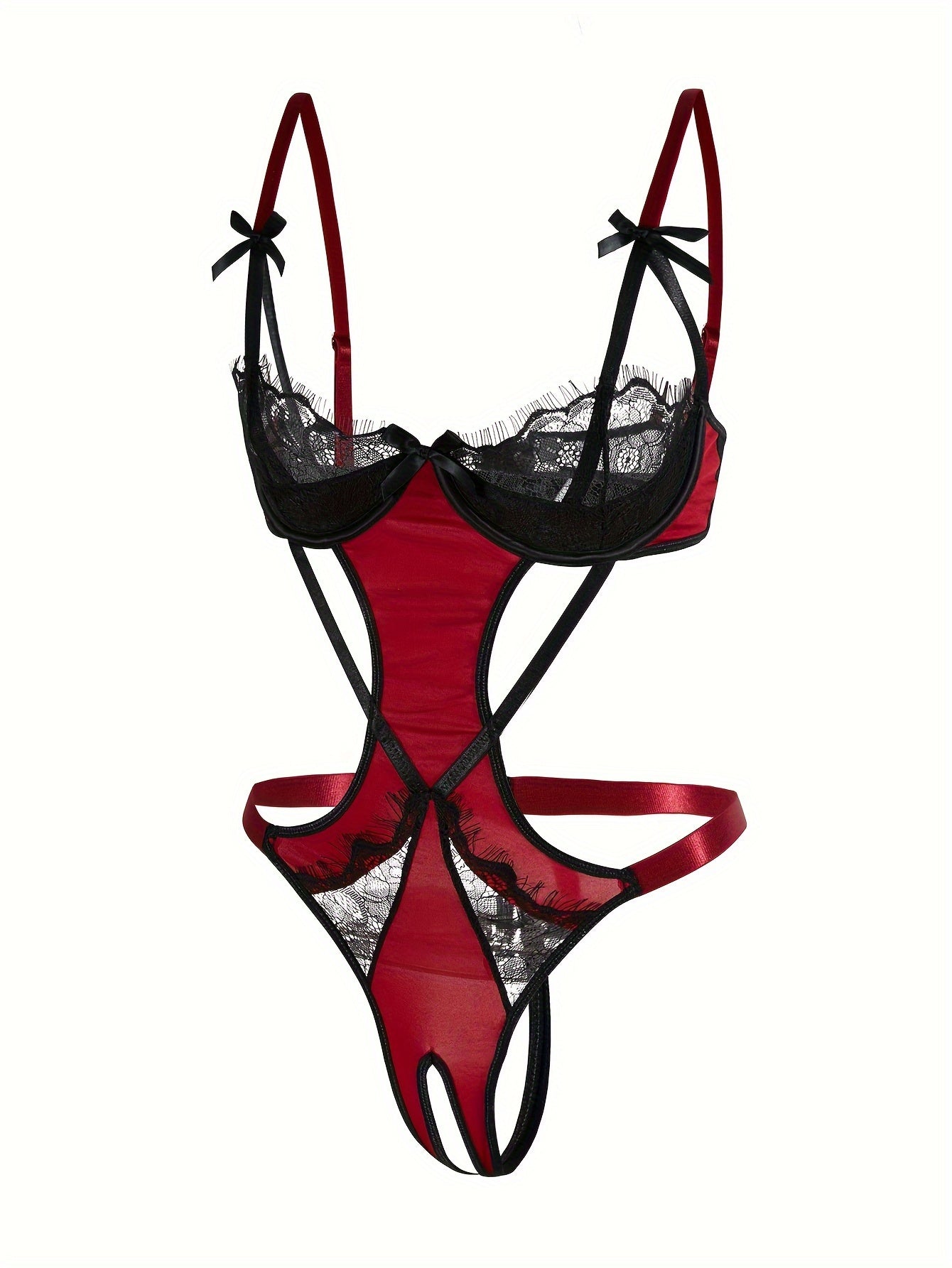 Lace Teddy with Strappy Design for Women Boudoir Lingerie