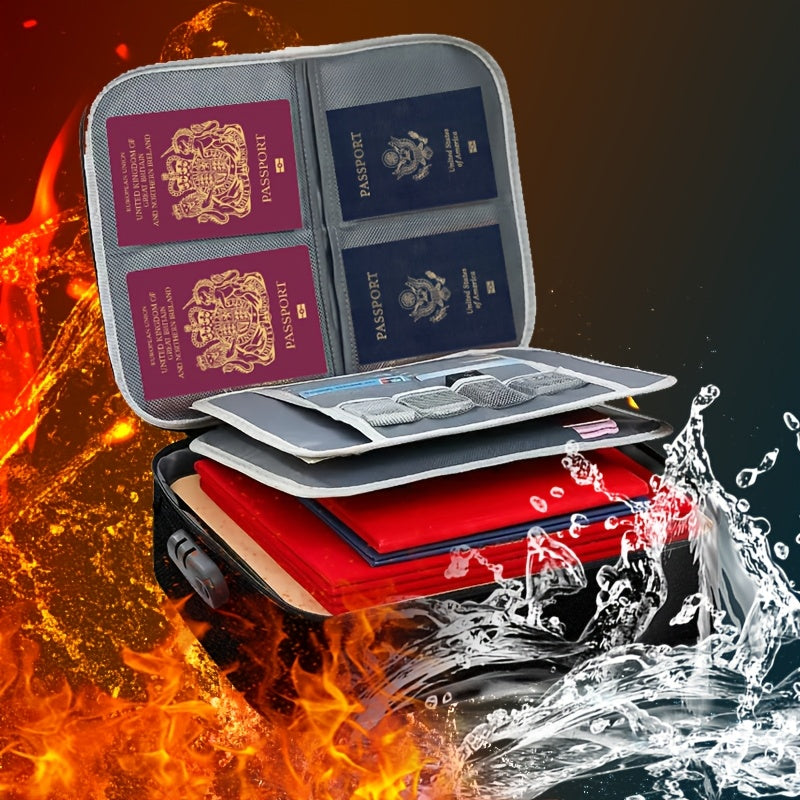 Waterproof Oxford Cloth 3-Tier Passport Holder for Travel Documents Black