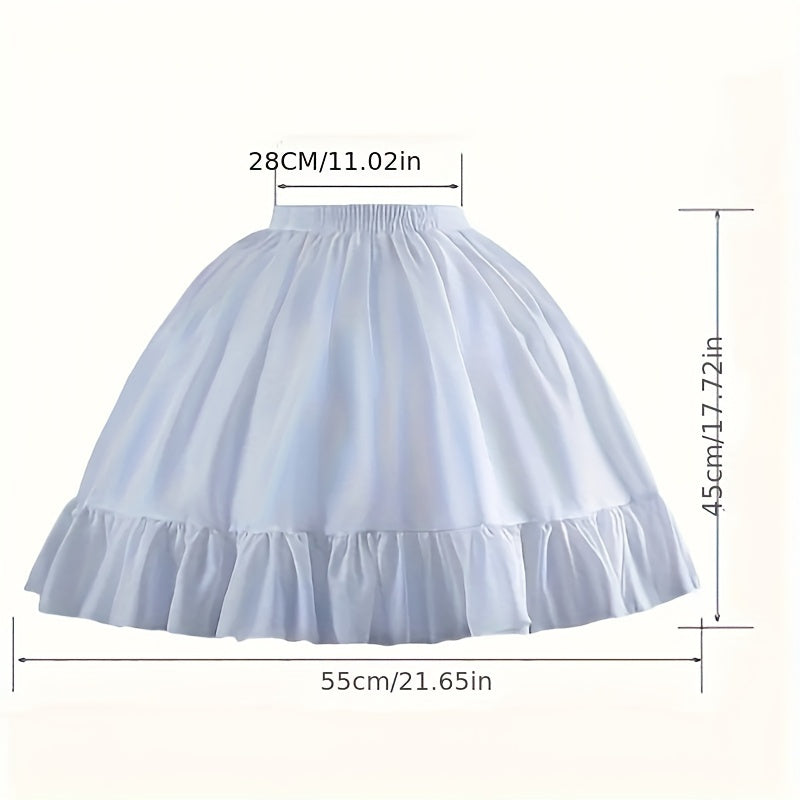 White Polyester Lolita Skirt with Fishbone Support for Cosplay and Wedding