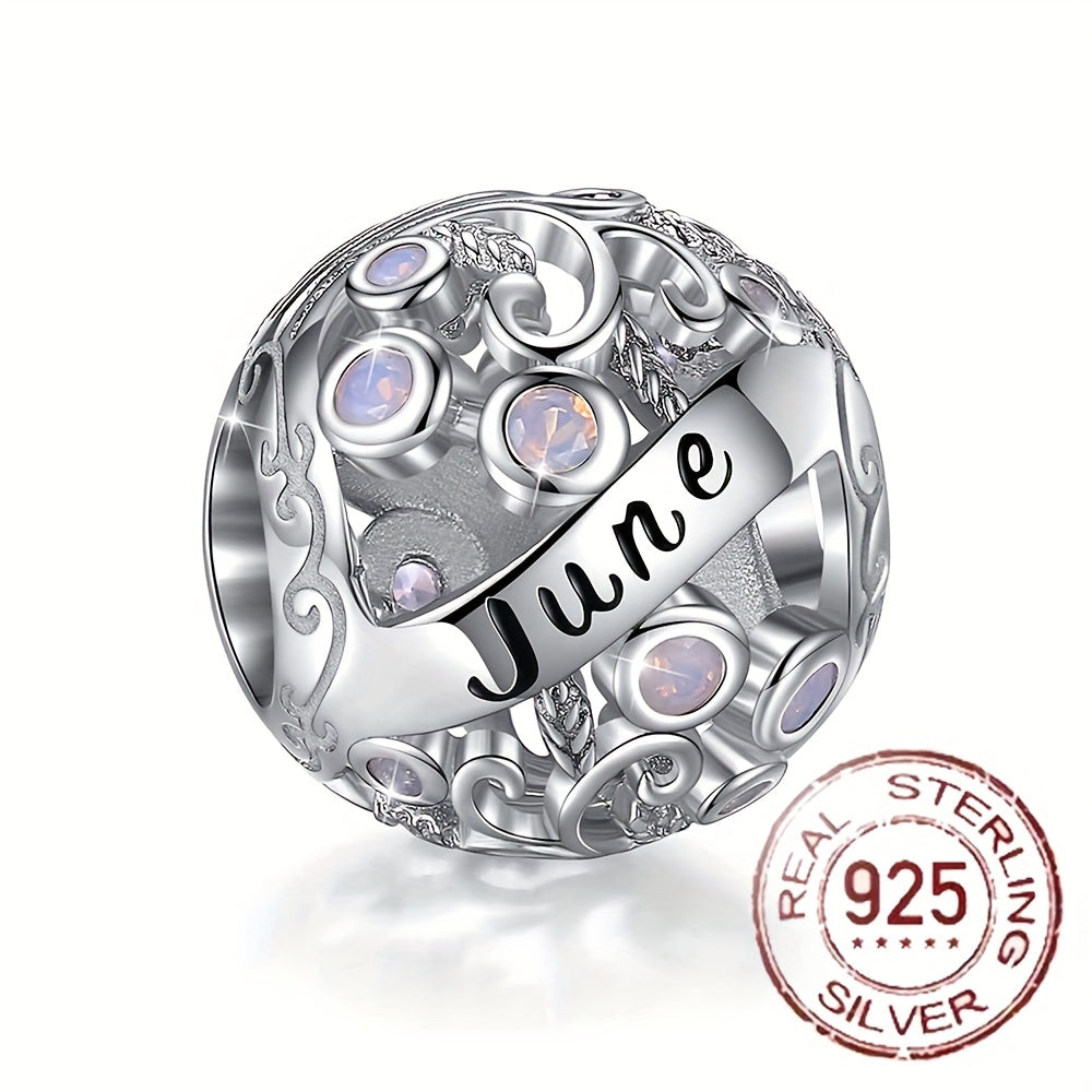 Sterling Silver Twelve Months Series Round Charm Beads for Bracelets and Necklaces