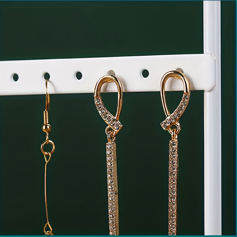 Металлическая стойка для хранения украшений с деревянной основой для организации сережек