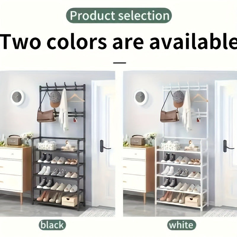 Elegant Coat Rack Shoe Organizer with Multi-Layer Shoe Rack and Bubble-Free Finish
