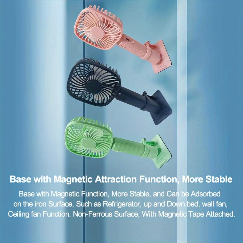 USB bilan qayta zaryadlanadigan qoʻl minifanasi, 3 tezlik bilan, portativ, bardoshli plastmassa