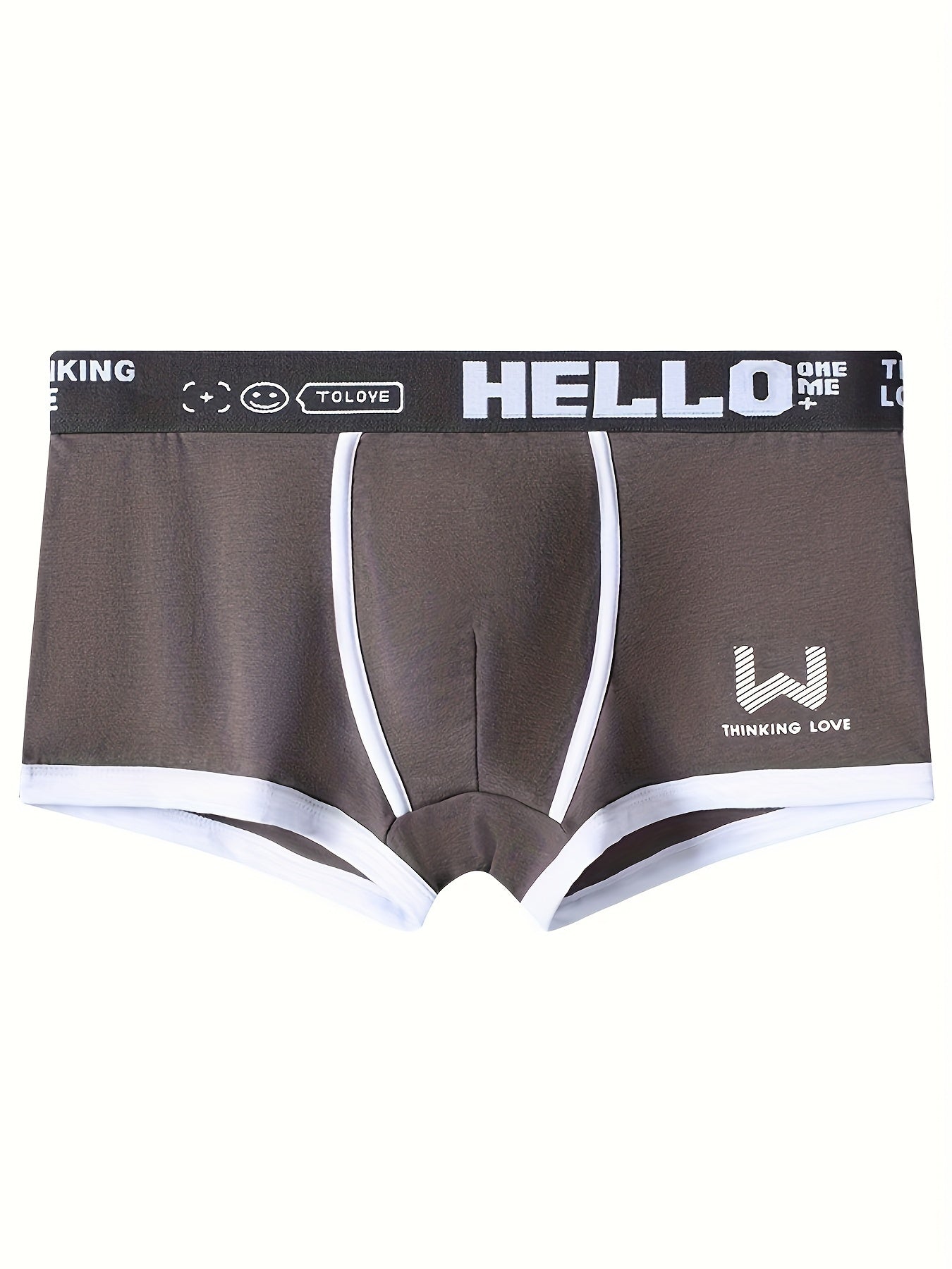 Men's Cotton Boxer Briefs Pack of 6 Alphabet Pattern Medium Stretch Knit Comfortable Underwear