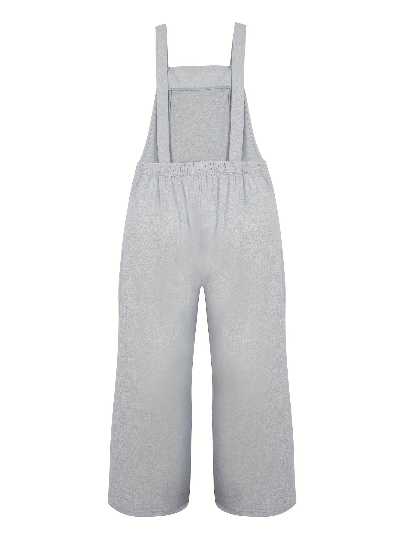 Plus Size Women's Casual Solid Color Jumpsuit With Pockets