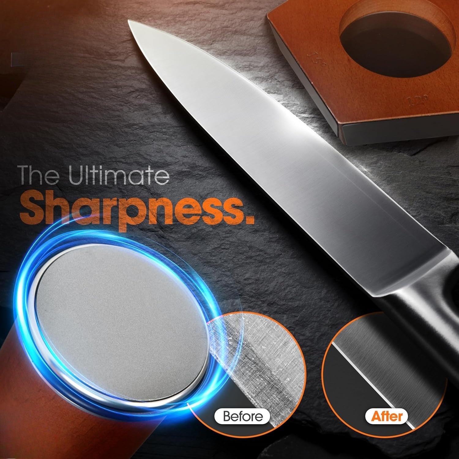 Kitchen Knife Sharpener Kit with 5 Angles and Diamond Discs