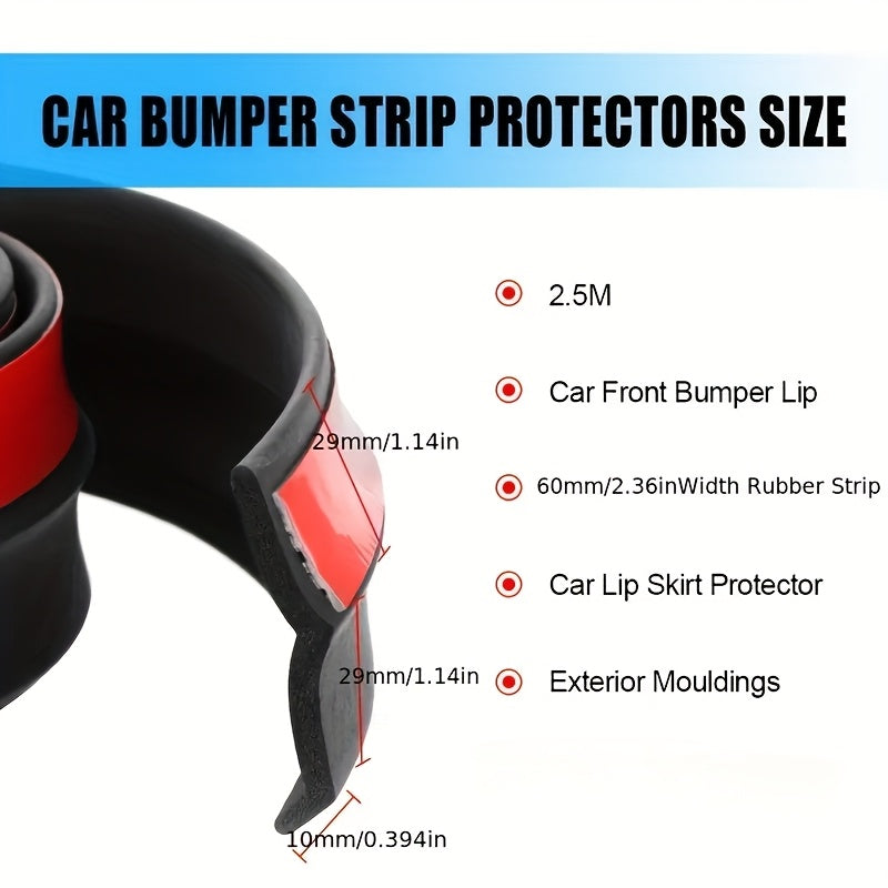 Car Front Bumper Protector Strip 2.5m Rubber Scratch Kick Anti-Damage