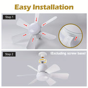 Dimmable Ceiling Fan with Remote Control and E27/E26 Bulb Socket for Indoor Rooms