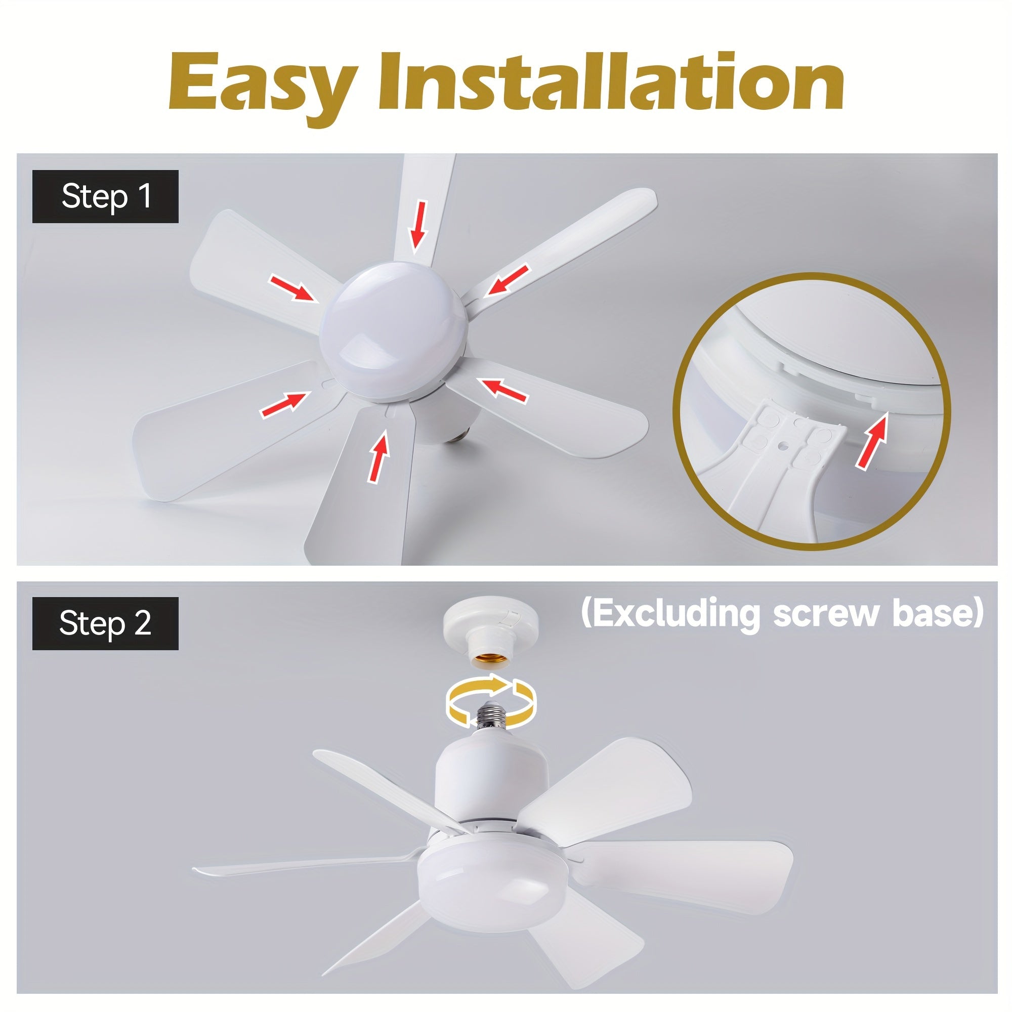 Dimmable Ceiling Fan with Remote Control and E27/E26 Bulb Socket for Indoor Rooms