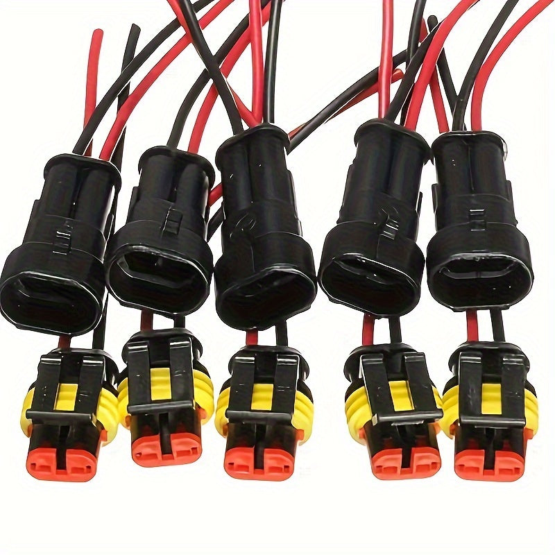 Electrical Connector Plugs Set Waterproof 10pcs 2-Pin for Car Motorcycle
