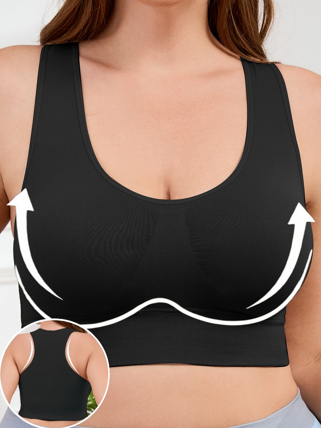 Plus Size Women Seamless Backless Sports Bra with Removable Pads