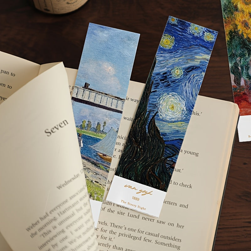 30pcs Classic Oil Painting Art Bookmarks Van Gogh Monet DIY Decor Small Cards