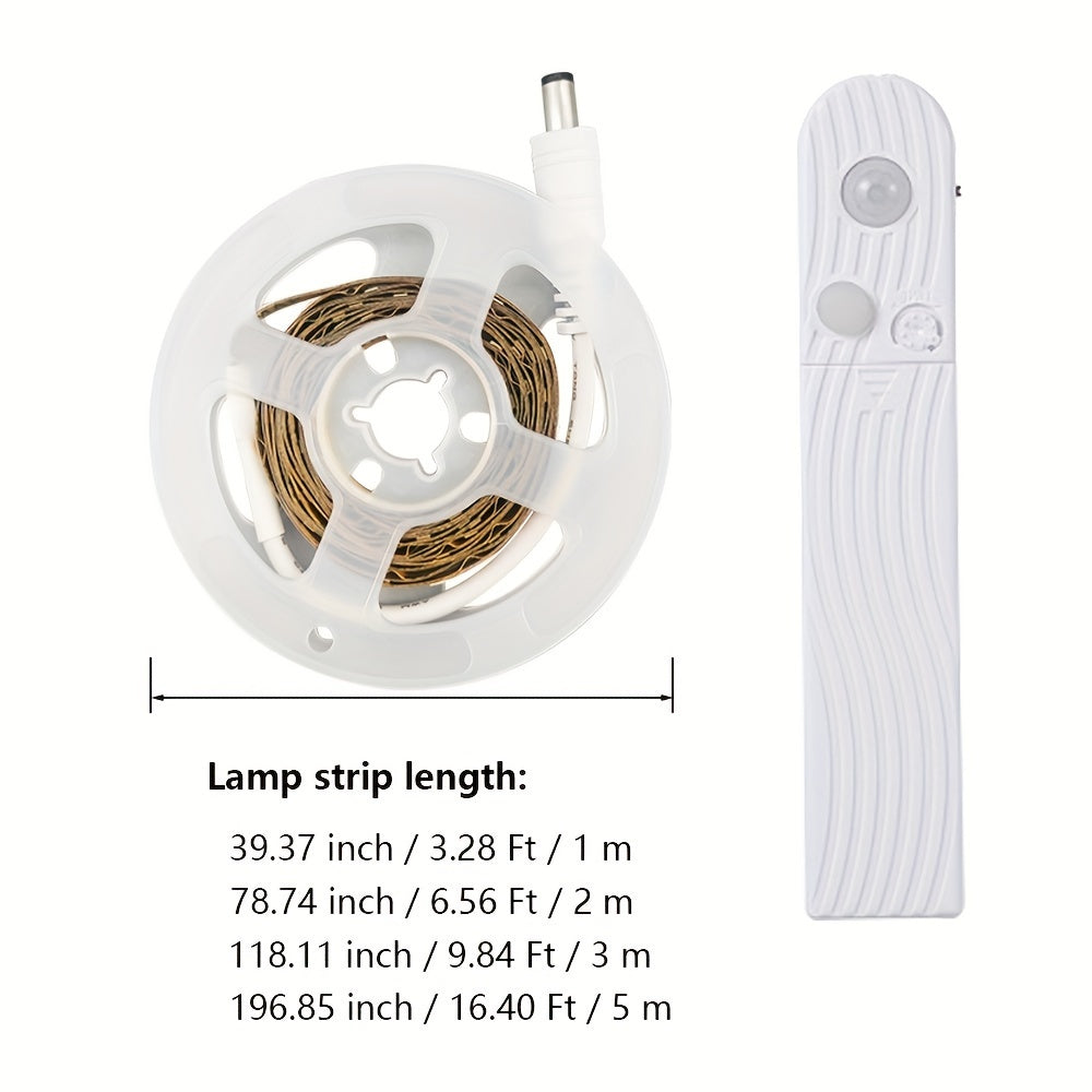Motion Sensing LED Light Strips 99.97cm-5m Battery Powered White Indoor