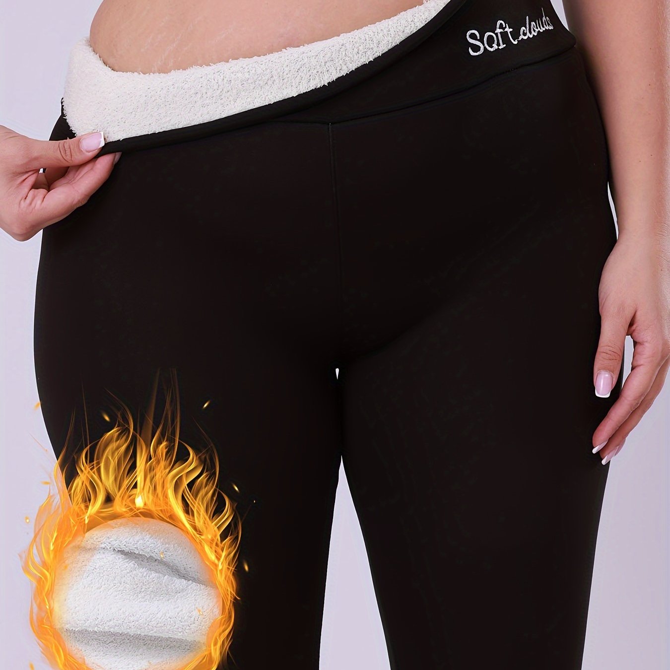 Женские леггинсы большого размера с флисовой подкладкой, высокая талия, теплые и толстые, зимние, темно-синий