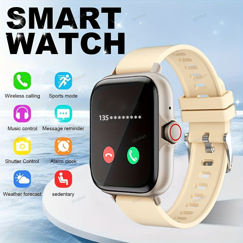 Smartwatch with Wireless Calling Text Alerts Customizable Dial Multiple Sports Modes Metal Body Silicone Strap