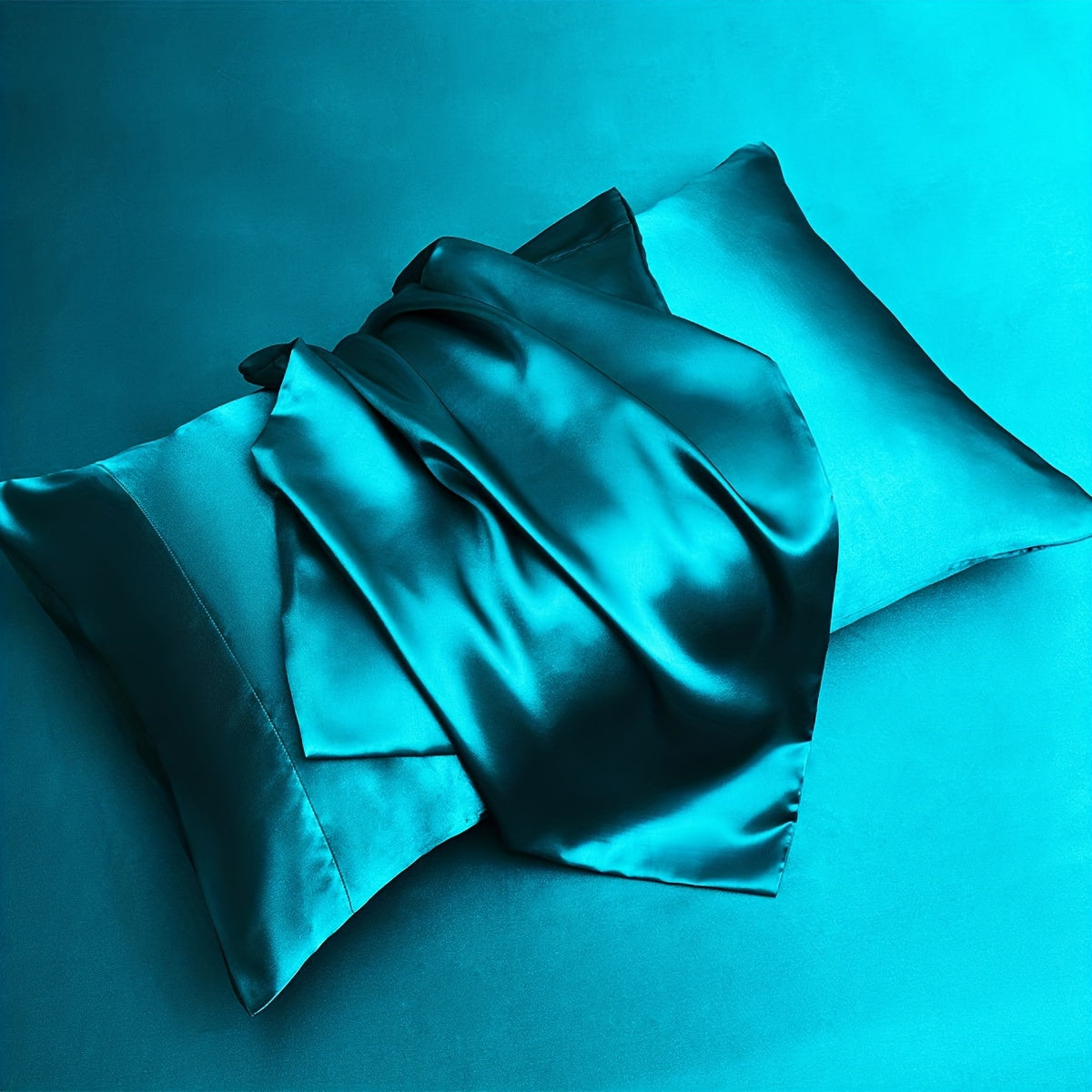 Juego de 2 fundas de almohada de satén de colores sólidos para dormitorio o sala de estar