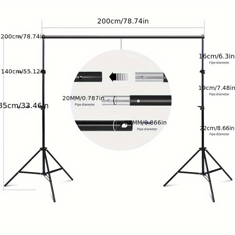 2x2M Iron Photography Studio Backdrop Stand Kit for Photo and Video Sessions