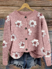 Plus-Size Women's Floral Print Cardigan Lightweight Sweater Long Sleeve Autumn Spring