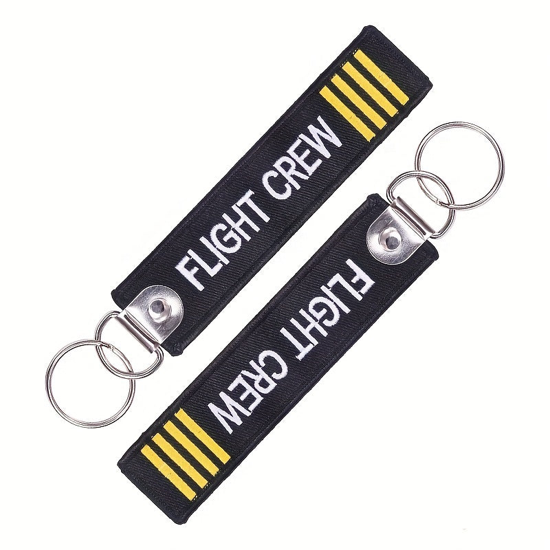 Embroidered Remove Before Flight Keychains Set of 3 for Luggage and Crew