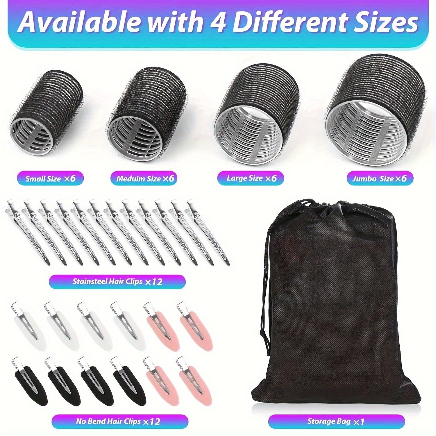 Hair Styling Accessories Kit with 49 Heatless Curlers and Hair Clips for Women Girls
