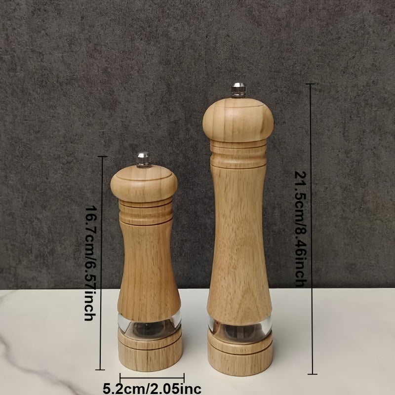 Versatile Wooden Salt and Pepper Grinders Set for Kitchen Use