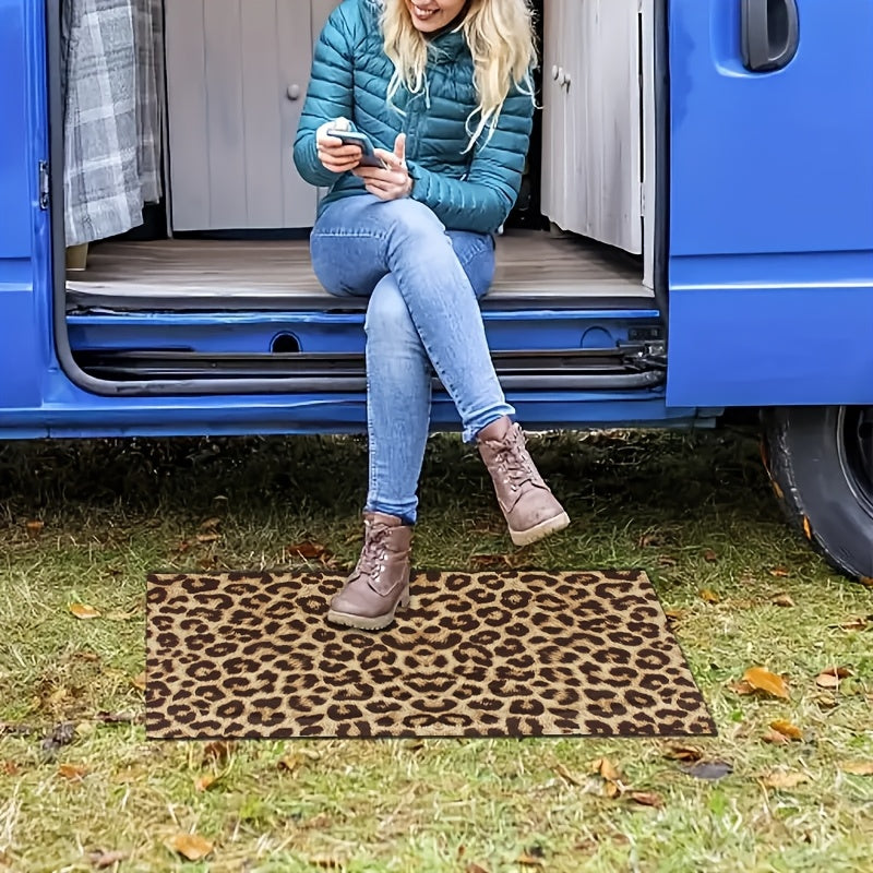 Leopard Print Non-Slip Floor Mat Absorbent Rug for Kitchen Bathroom Entry