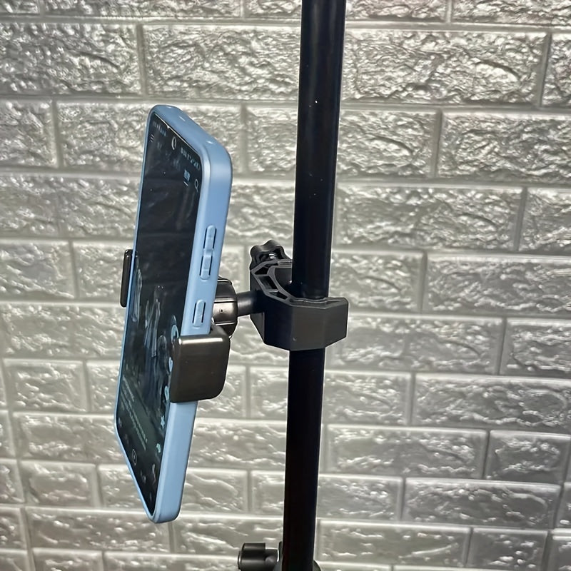 Black ABS Microphone and Smartphone Holder with 360-Degree Rotation for Bicycles and Motorcycles