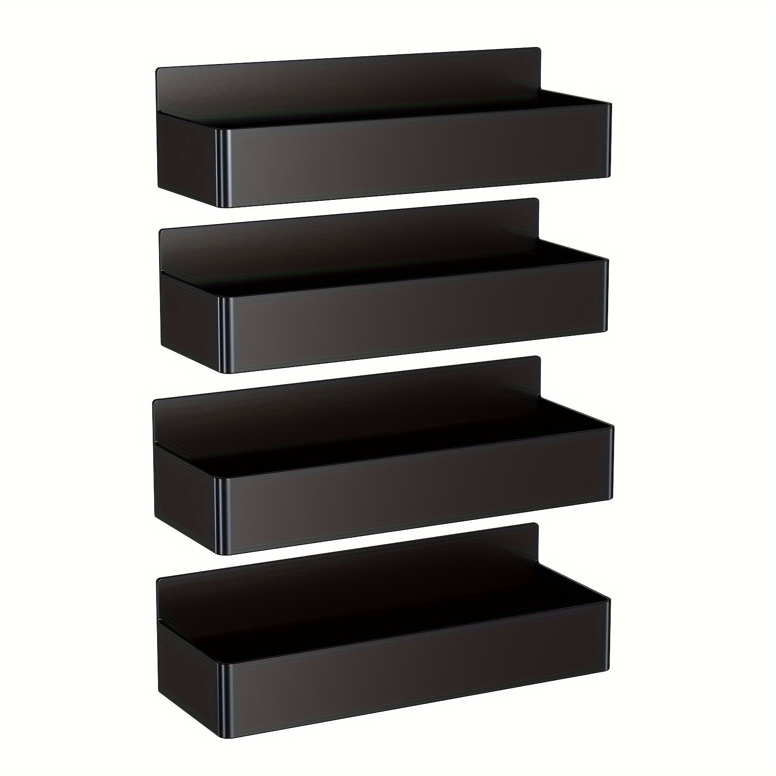 4PCS Magnetic Refrigerator Spice Racks Large Capacity Space-Saving Black