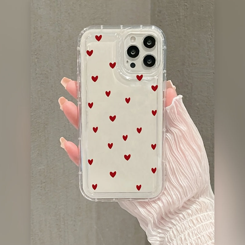 Red Heart TPU Phone Case for iPhone 14 Pro Max with Drop Protection and Minimalist Design