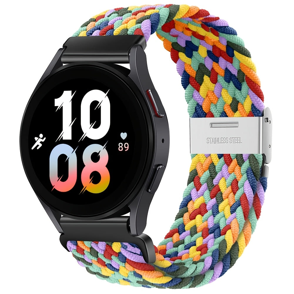 Nylon Braided Sport Loop Band for Galaxy Watch 4 5 6 7 and Active 2 3 4 5 22mm Strap for Men Women